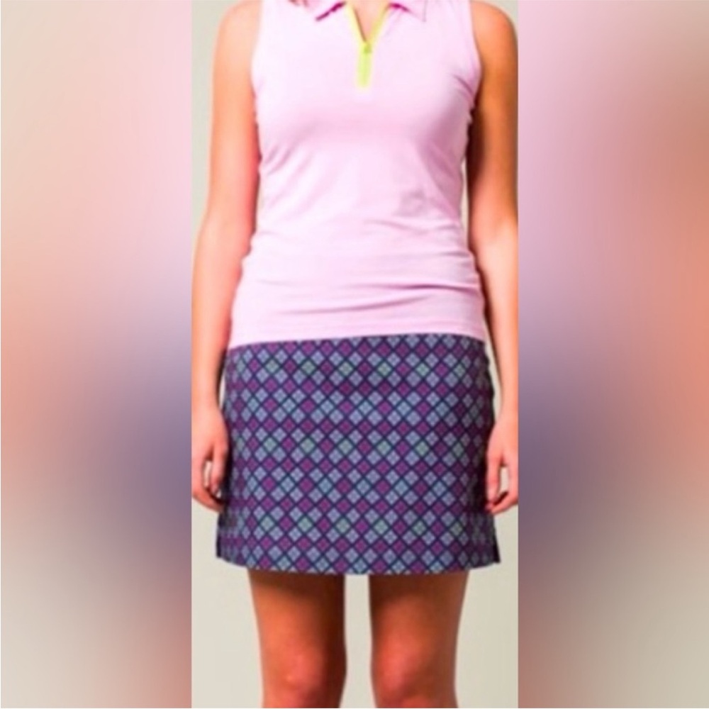 Lija Poem Athletic Golf Skirt Geometric Pattern with built in shorts